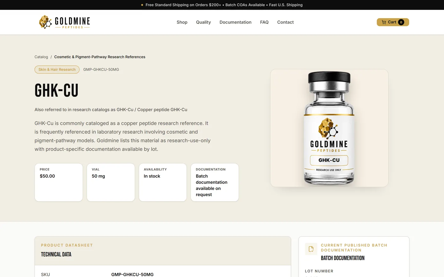 Goldmine Peptides representative product page