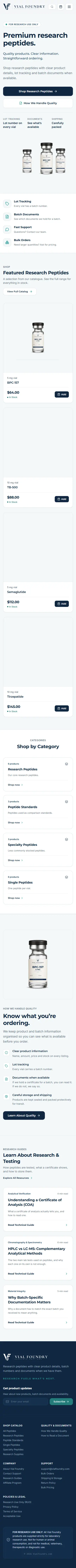 Vial Foundry mobile homepage